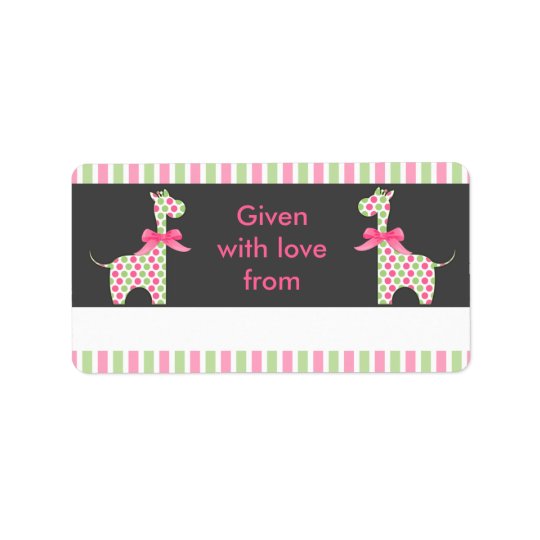 Etiqueta Bookplate gêmeo V2 do girafa da menina