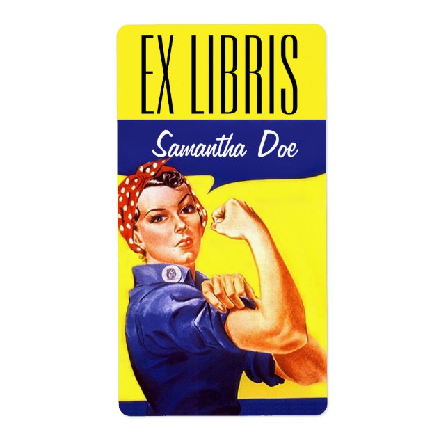 Etiqueta Bookplate Rosie the Riveter Este Livro ex libris (Frente)