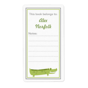 Etiqueta Bookplates do jacaré com área de mensagem