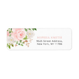 Etiqueta Borboleta Floral rosas cor-de-rosa retornam Endere