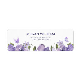 Etiqueta Borboleta floral roxa