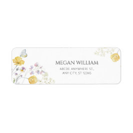 Etiqueta Borboleta floral selvagem Elegante