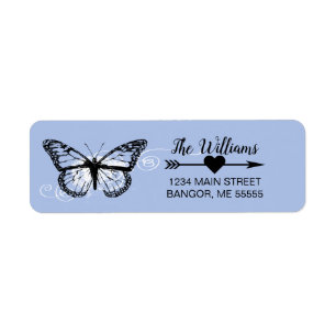 Etiqueta Borboleta Monarca Blue Return Address