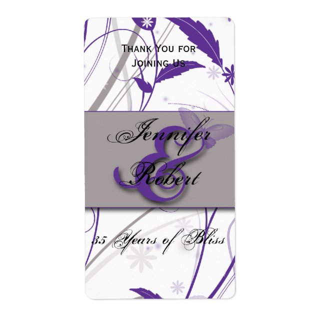 Etiqueta Borboleta no Roxo Lilac (Frente)