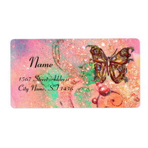 Etiqueta BORBOLETA NOS SPARKLES, verde cor-de-rosa