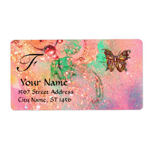 Etiqueta BORBOLETA NOS SPARKLES, verde cor-de-rosa