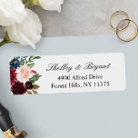 Etiqueta Borboleta Vermelha Vermelha Blush Blue Watercolor<br><div class="desc">Adicione um pouco de elegância aos seus convites de casamento com estas Etiquetas de Endereço de Devolução Floral de Cor Azul e Borgonha Vermelha Burgundy. Estes rótulos apresentam uma adorável design floral de aquarela numa combinação de cores vermelho e azul borrado, fazer-os perfeitos para qualquer tipo de ocasiões e eventos....</div>