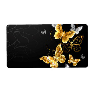 Etiqueta Borboletas Douradas e brancas