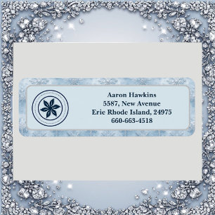 Etiqueta Borda de Floco de Neve Gelo Azul Personalizada com