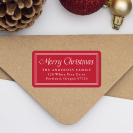 Etiqueta Borda Dupla Clássica Vermelha de Natal Endereço de