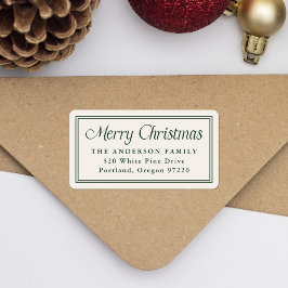 Etiqueta Borda Verde Clássica de Natal Endereço de Devoluçã