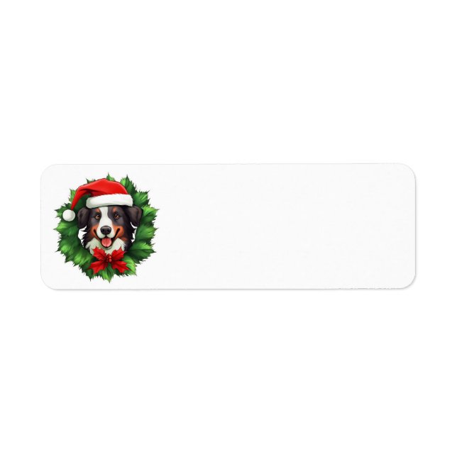 Etiqueta Border Collie Christmas Wreath (Frente)