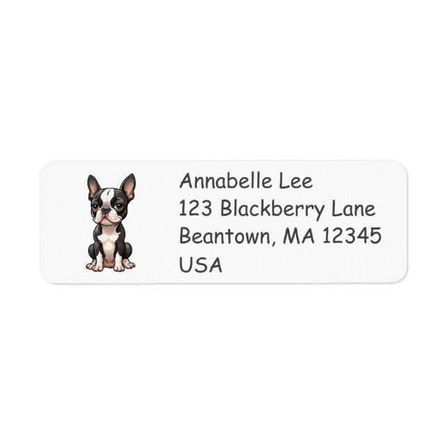 Etiqueta Boston Bull Terrier Puppy (Frente)