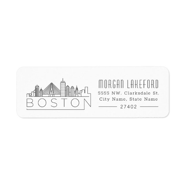 Etiqueta Boston Stylized Skyline | (Frente)