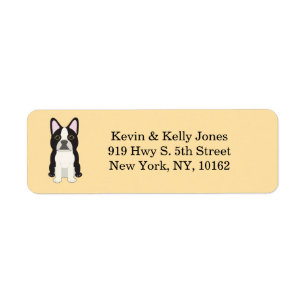 Etiqueta Boston Terrier bege