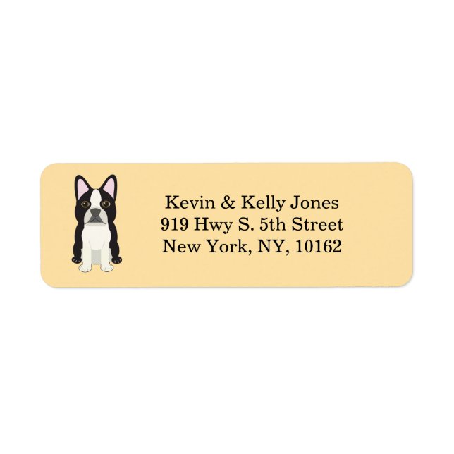 Etiqueta Boston Terrier bege (Frente)
