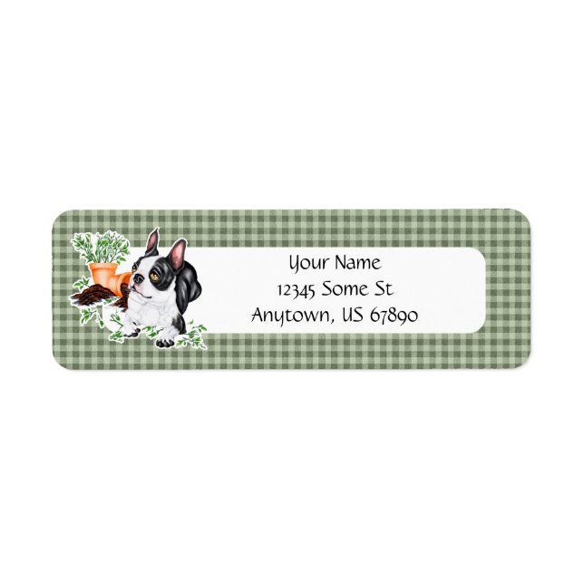 Etiqueta Boston Terrier Naughty Pup Labels (Frente)