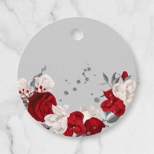 etiqueta botânica das flores vermelhas e brancas (Frente)