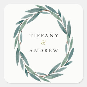 Etiqueta botânica moderna do casamento da grinald