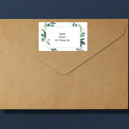 Etiqueta Botânica verde folhosa aquarela