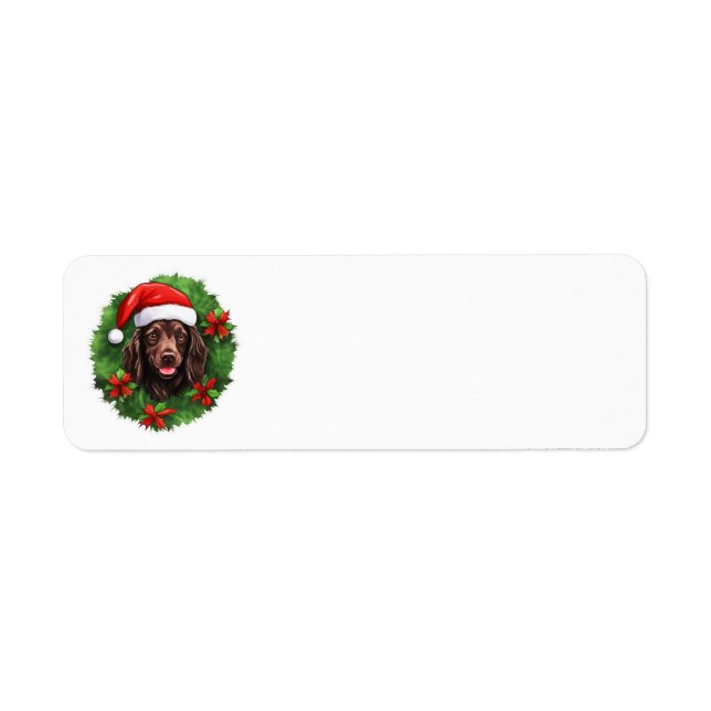 Etiqueta Boykin Spaniel Wreath de Natal (Frente)