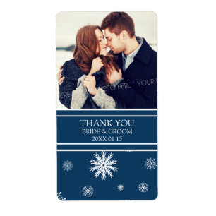 Etiqueta branca azul do casamento no inverno dos