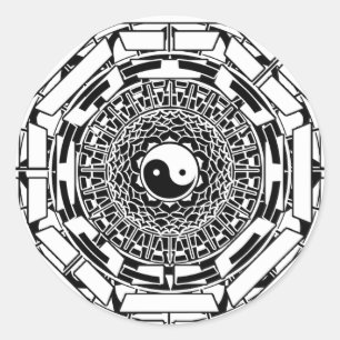 Etiqueta (branca) de Yin Yang da mandala