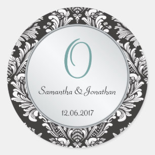 Etiqueta branca do casamento do preto do damasco