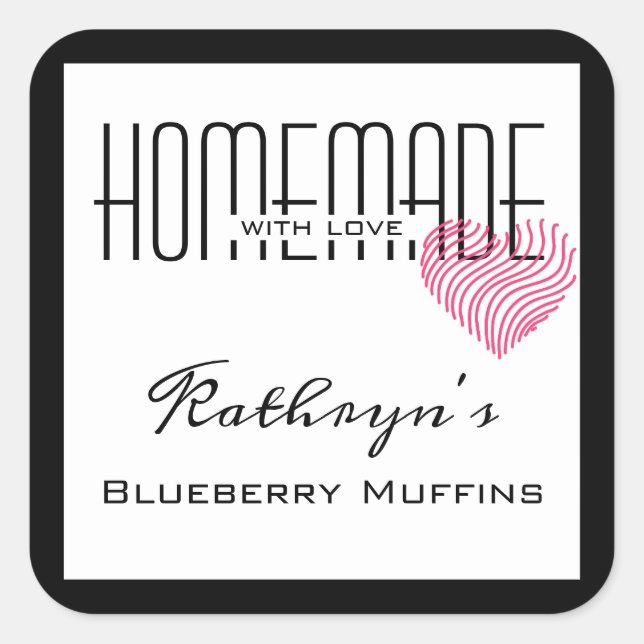 Etiqueta branca personalizada "Homemade With Love" (Frente)