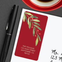 Branch e Berries Red Christmas Return Address