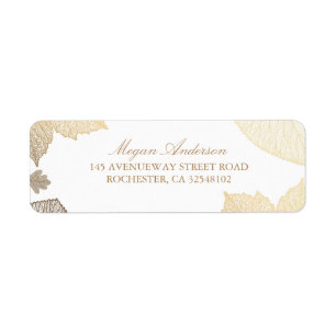 Etiqueta Branco e casamento outono das folhas do ouro