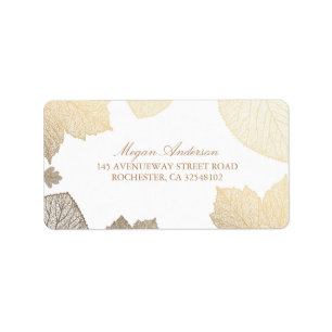 Etiqueta branco e casamento outono das folhas do ouro
