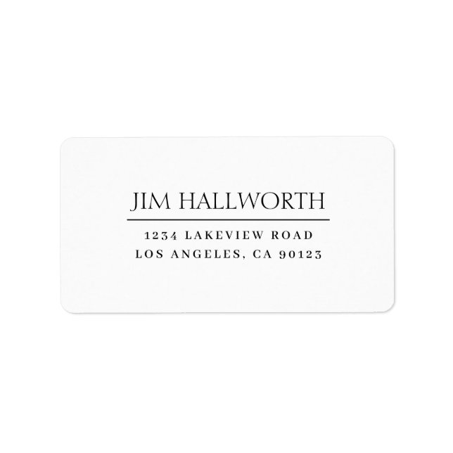 Etiqueta Branco e Preto Clássico Moderno (Frente)