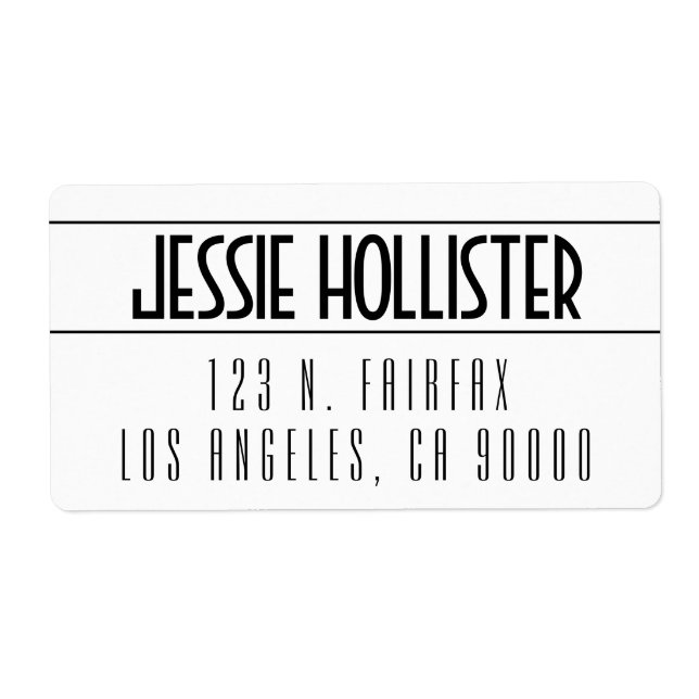 Etiqueta Branco e Preto Moderno (Frente)