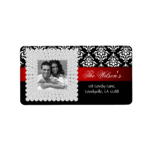 Etiqueta Branco vermelho do preto da jóia do casamento tem
