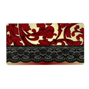 Etiqueta Brick red & gold damask