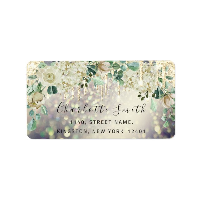 Etiqueta Bridal RSVP Casamento de Drip Mint Green Glitter D (Frente)