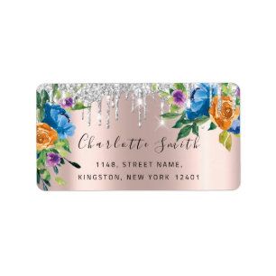 Etiqueta Bridal RSVP Casamento Drives Rosa Floral de Prata