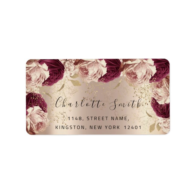 Etiqueta Bridal RSVP Casamento Rosa Rosa Marsala (Frente)