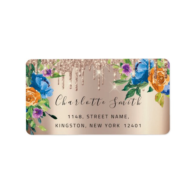 Etiqueta Bridal RSVP Marinho Floral Rosa (Frente)