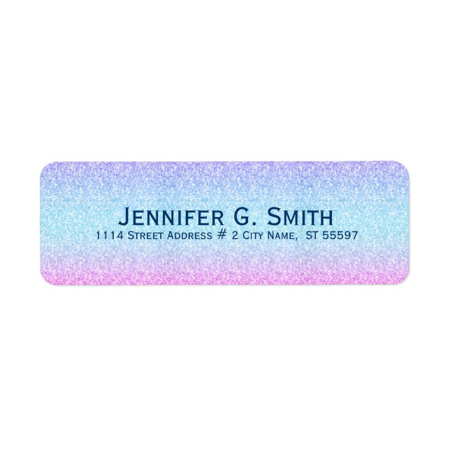 Etiqueta Brilhante Azul E Rosa E Faíscas (Frente)