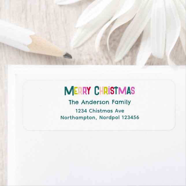 Etiqueta Brilhante e alegre Pine de Natal Feliz (Insitu)