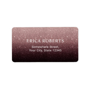 Etiqueta Brilhante Moderno Vermelho e Rosa Dourado Brilho