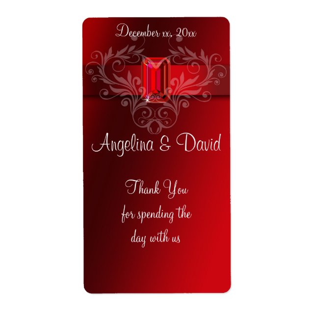 Etiqueta Briso Vermelho Elegante, Ruby (Frente)