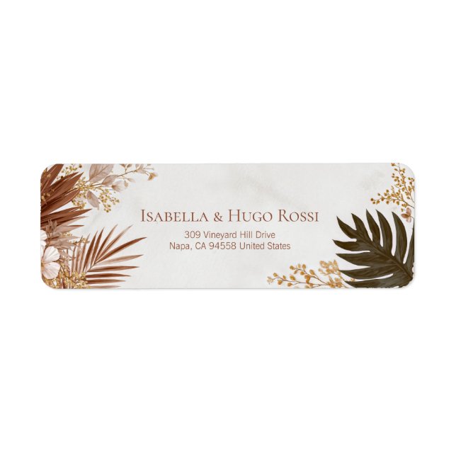 Etiqueta Bronze Palm Fan Bohemian Botanical Border (Frente)
