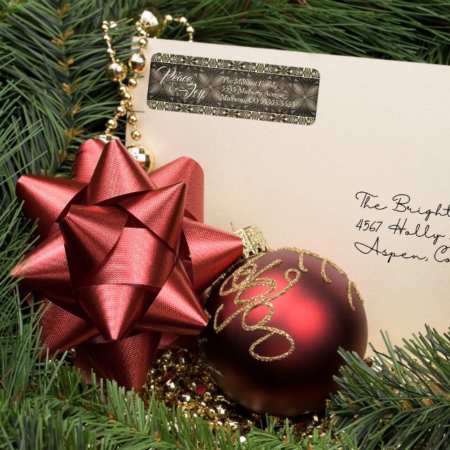 Etiqueta Brown Peace & Joy Christmas (Criador carregado)