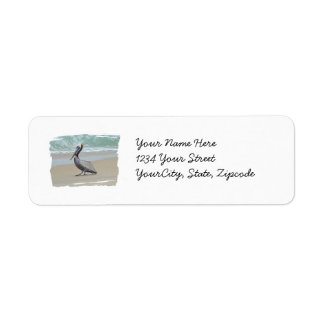Etiqueta Brown Pelican on Beach
