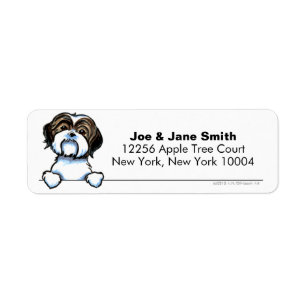 Etiqueta Brown Shih branco Tzu limpo & simples