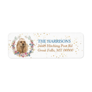 Etiqueta Buff Cocker Spaniel Spring Flowers Wreath