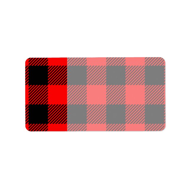 Etiqueta Buffalo Check Red and Black Lumberjack Xadrez Deco (Frente)